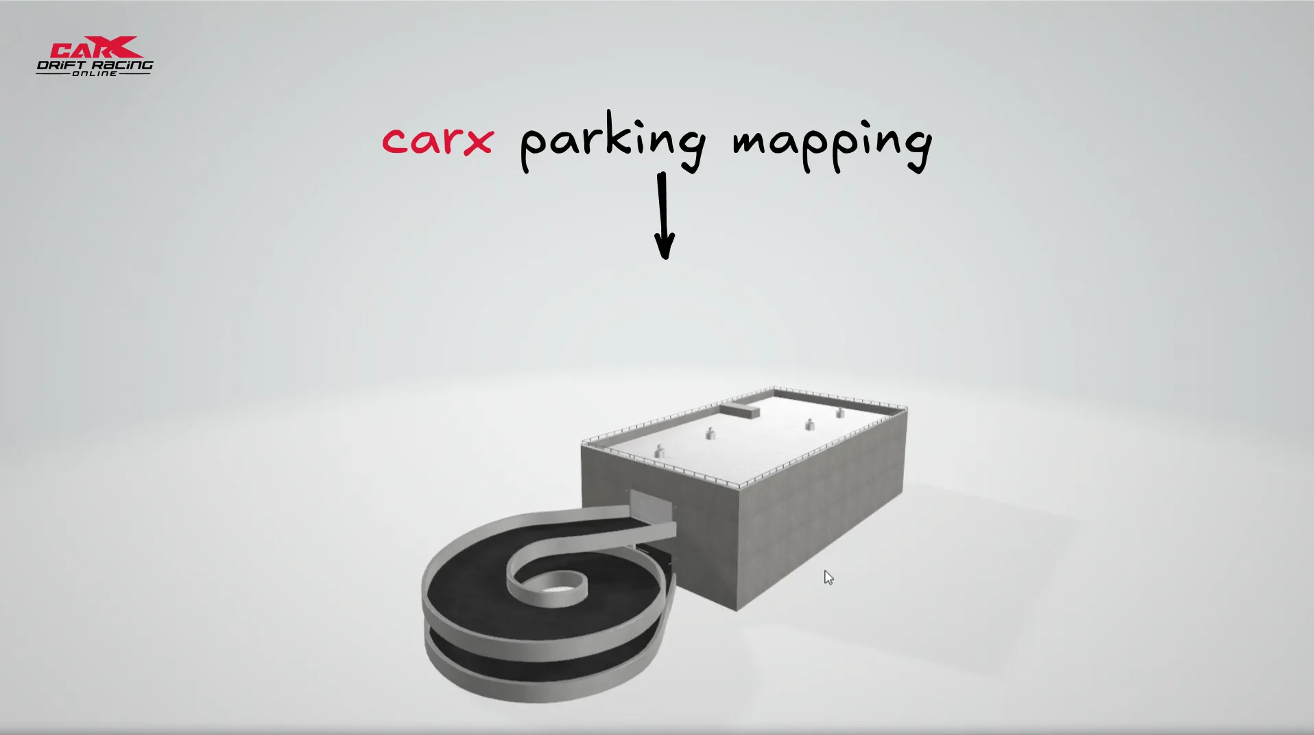 Exterior view of Blender 3D modeled car meet parking for CarX