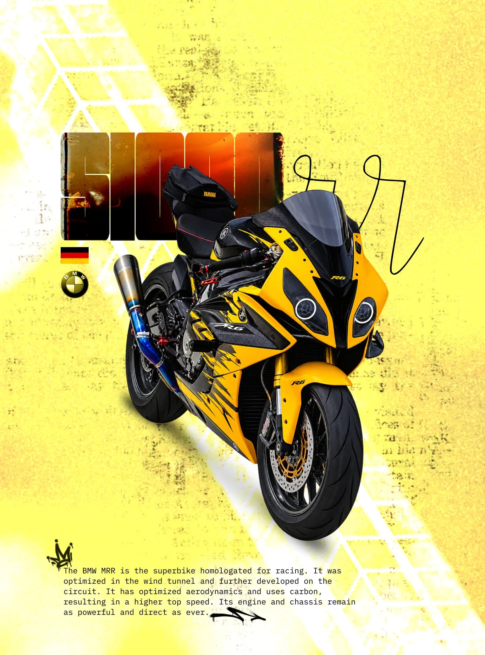 BMW S1000RR custom graphic poster for M-Ride showcase